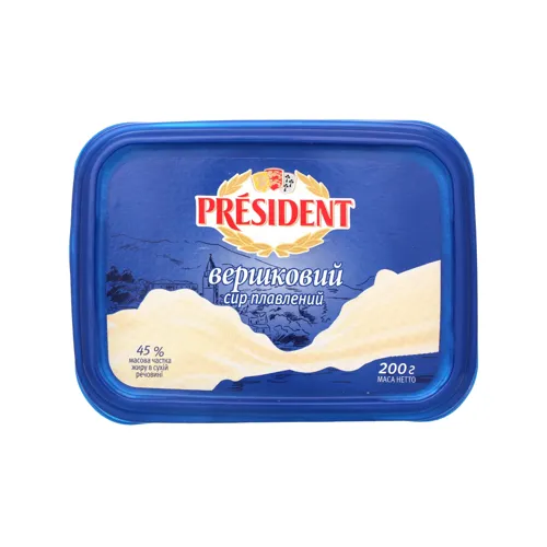 Сир плавлений 45% Вершковий President п/у 200г