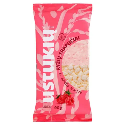 Хлібці рисові Ustukiu у малиновій глазурі 90г