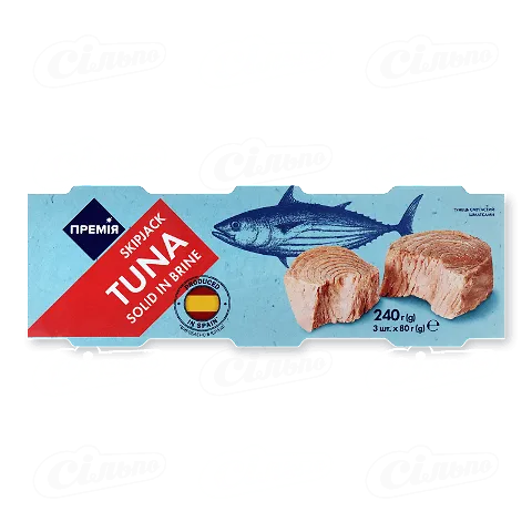 Тунець «Премія»® смугастий у власному соку, 3*80г/уп