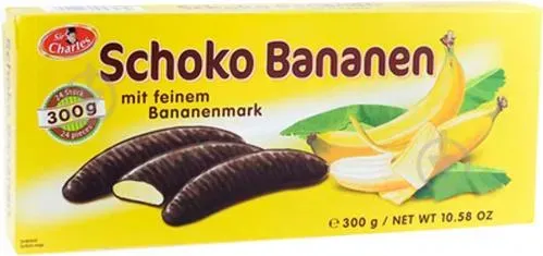 Цукерки Sir Charles, SCHOKO BANANEN, Шоколадні банани, 300г, 15шт/яш