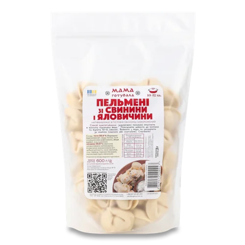 Пельмені Свинина і Яловичина В/ґ, Д/п, 600г