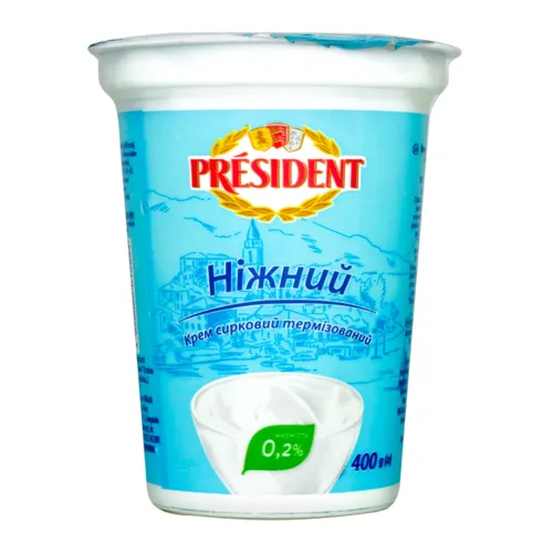 Крем сирковий 0.2% Ніжний President ст 400г