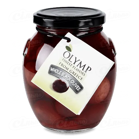 Маслини чорні Olymp Colossal грецькі з кісточкою, 360г