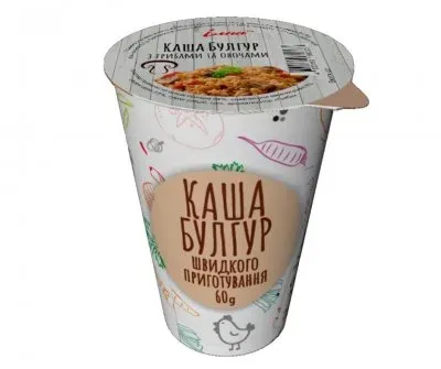 Каша з ложкою в стакані Ілна "Булгур" з грибами та овочами 60г