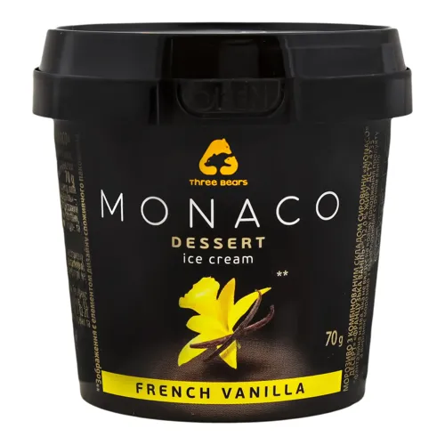 Морозиво 12% French vanilla Dessert Monaco Three Bears ст 70г