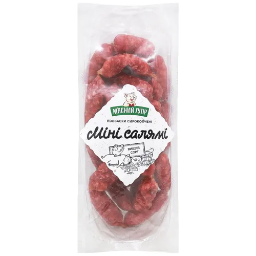 Ковбаски М'ясний Хутір Міні Салямі сирокопчені 150г