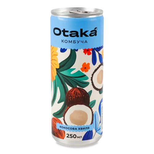 Напій Безалкогольний Слабогазований Кокосова Хвиля Комбуча Otaka, з/б 250мл