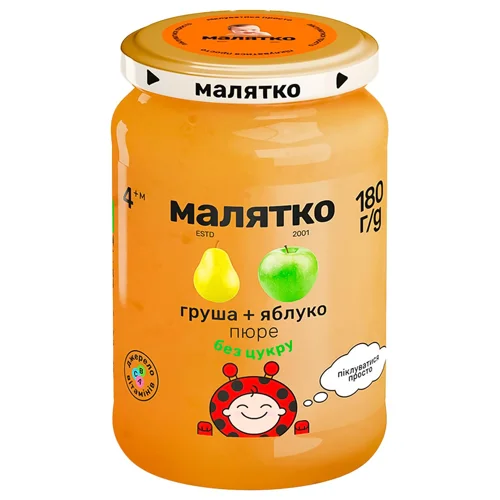 Пюре Малятко груша-яблуко для дітей з 4 місяців 180г