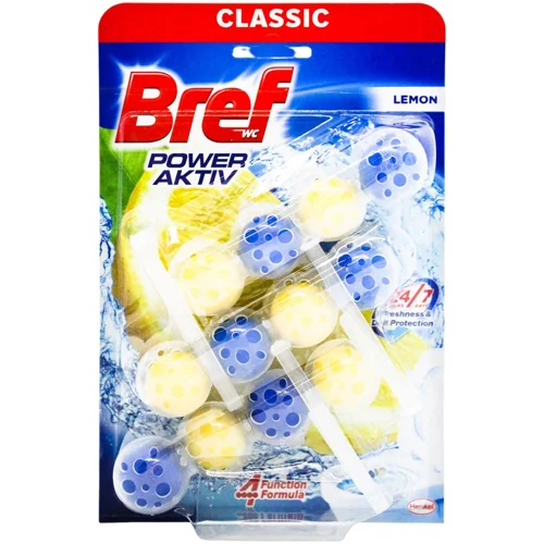 Блок для унітазу Bref Power Aktiv Лимонна свіжість 50г*3шт