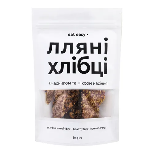 Хлібці лляні з часником та міксом насіння Eat Easy д/п 50г