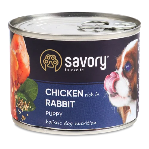 Корм Консервований Повнораціонний для Цуценят Chicken&Rabbit, з/б 200г