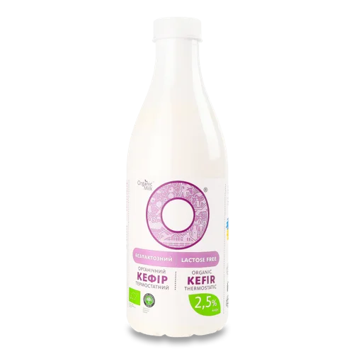 Кефір Безлактозний Органічний Термостатний 2.5% Organic Milk, п/пл, 900г