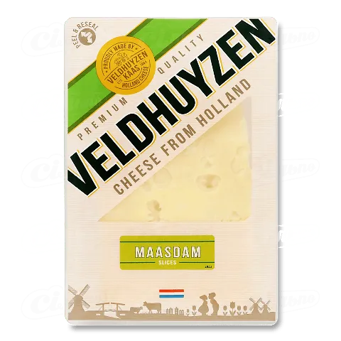 Сир Veldhuyzen Kaas «Маасдам» 45% з коров'ячого молока нарізаний, 150г