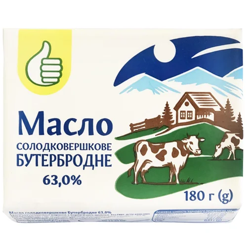 Масло Ашан Бутербротное солодковершкове 63% 180г