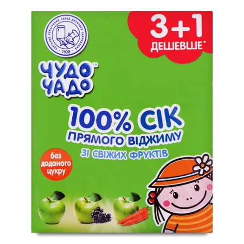 Соки Освітлені Для Дітей Асорті, в/ґ, Картонна Упаковка, 3*200мл