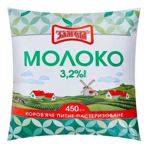 Молоко 3.2% пастеризоване Злагода м/у 450г