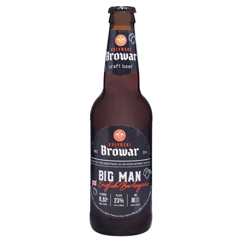 Пиво Волинський Бровар Big Man English Barleywine темне нефільтроване 8,5% 0,35л