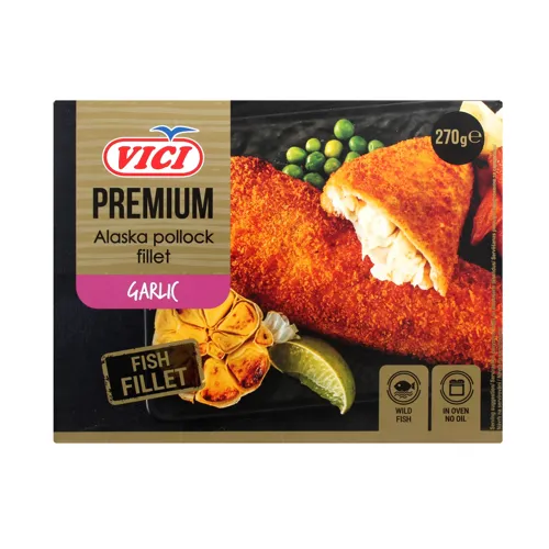 Рибні порції з філе в паніровці зі смаком часнику Premium Vici 200г