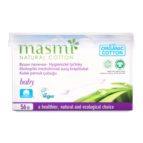Дитячі Органічні Палички Вушні Masmi, 56шт