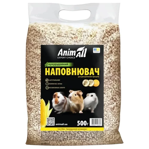 Наповнювач гігієнічний AnimAll для декоративних гризунів кукурудзяний 500г