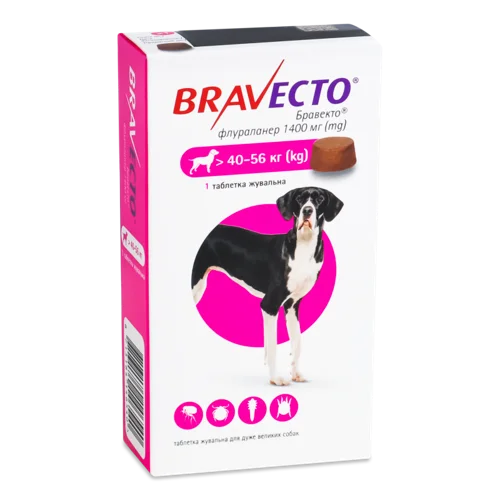 Лікування Для Дуже Великих Собак Жувальна Таблетка Bravecto, 40-56 кг, 1 шт