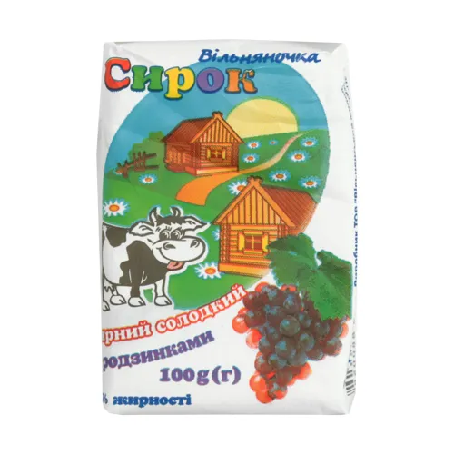 Сирок 23% солодкий з родзинками Вільняночка м/у 100г