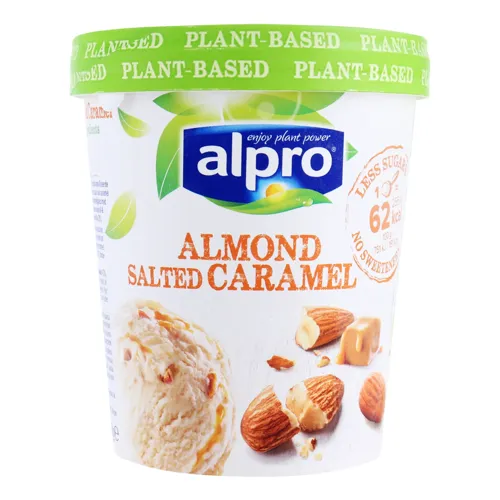 Морозиво 8% на рослинно-мигдальній основі Almond Salted Caramel Alpro відро 340г