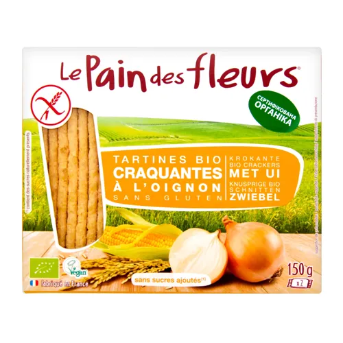 Хлібці з цибулею безглютенові органічні LePaindesFleurs к/у 150г