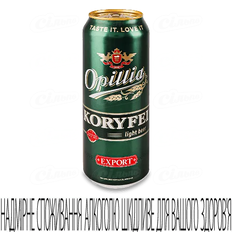 Пиво Опілля Export Koryfei світле в залізній банці, 0,5л