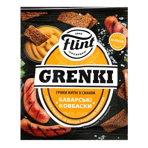 Грінки житні зі смаком баварських ковбасок Flint м/у 70г