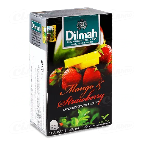 Чай чорний Dilmah з манго та полуницею, 20*1,5г/уп