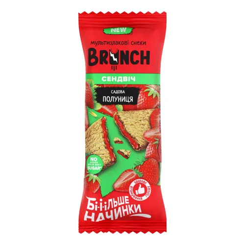 Снеки мультизлакові Садова полуниця Сендвіч Brunch м/у 56г