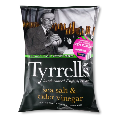 Чипси В/Ґ TYRRELLS З Морською Сіллю І Яблучним Оцтом, 150 Г