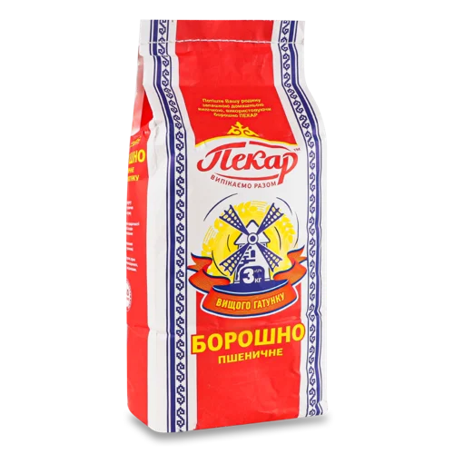 Борошно Пшеничне Вищого Ґатунку, Пакування М/У, 3.0 кг