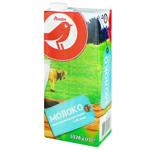 Молоко Ашан ультрапастеризоване 1,5% 1027г