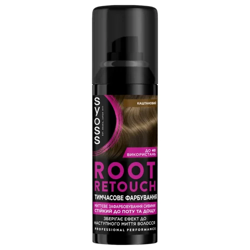 Тонуючий спрей Syoss Root Retoucher Каштановий для маскування відрослих коренів та сивини 120мл