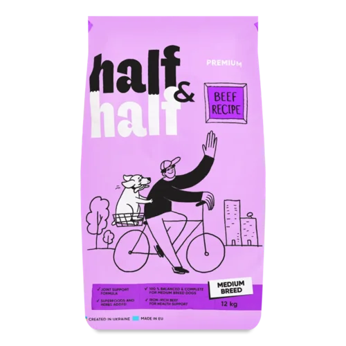 Корм для собак Half&Half Beef середніх порід сухий