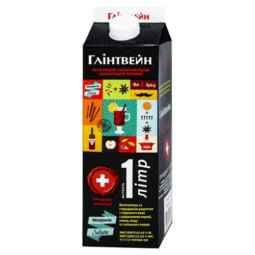 Напій алкогольний винний Salute Глінтвейн червоний напівсолодкий 6-6,9% 1л