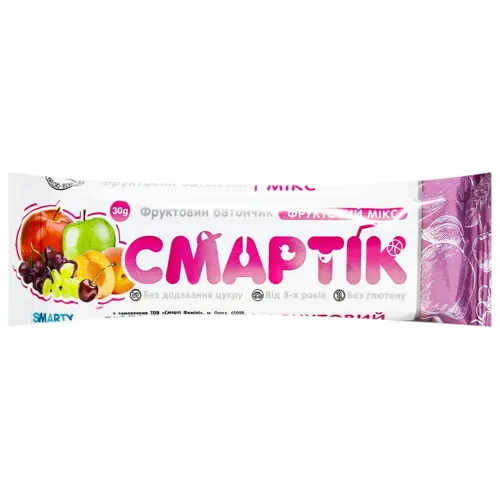 Батончик Смартік Фруктовий мікс фруктовий безглютеновий без додавання цукру 30г