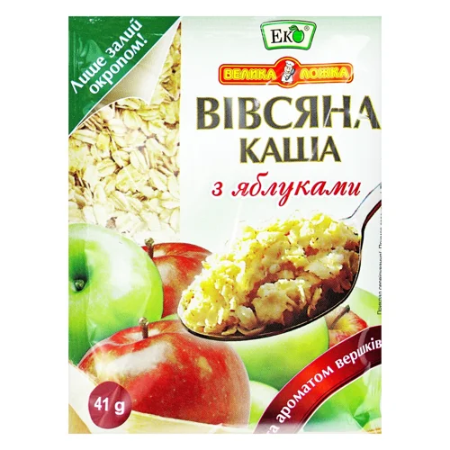 Каша вівсяна Еко Велика Ложка з яблуком та вершками 41г