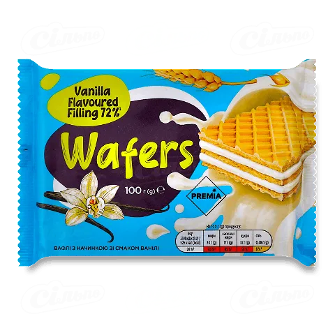 Вафлі «Премія» з ваніллю 72%, 100г