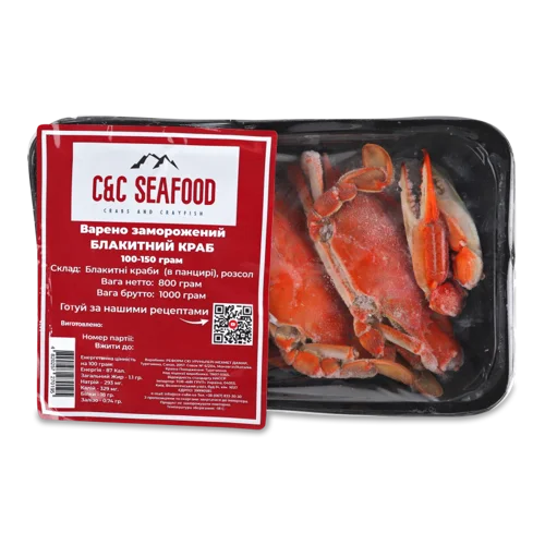 Краб Блакитний В/М, Лоток 800г, 100-150г