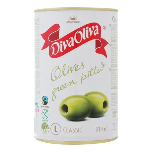 Оливки зелені без кісточки Diva Oliva з/б 314мл