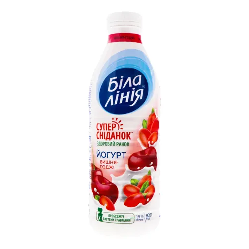 Йогурт 1.5% Вишня-годжі Біла Лінія 820г