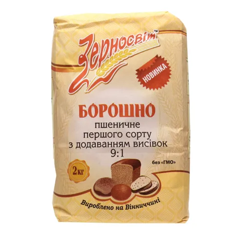 Борошно пшеничне з додаванням висівок Зерносвіт м/у 2кг