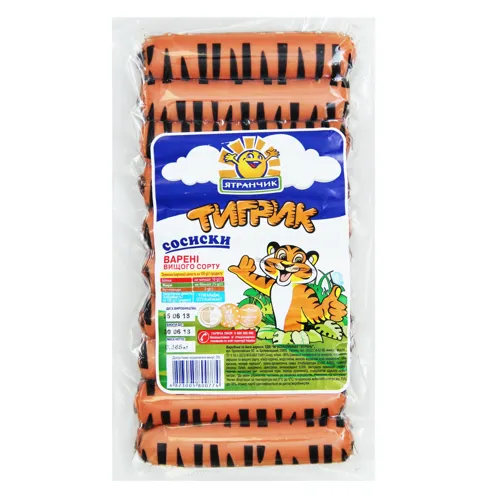 Сосиски варені Тигрик Ятранчик вищого ґатунку 0.385кг