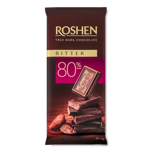 Шоколад Чорний 80% Bitter Roshen, В/ґ, 85г