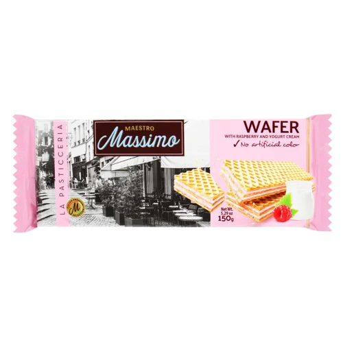 Вафлі Maestro Massimo з малиново-йогуртовим кремом 150г