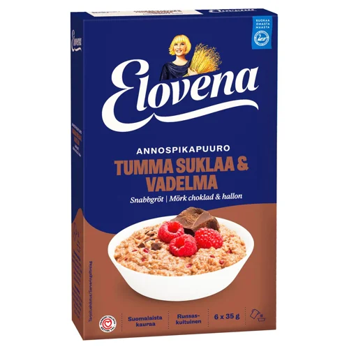 Каша вівсяна Elovena чорний шоколад та малина 35г*6шт