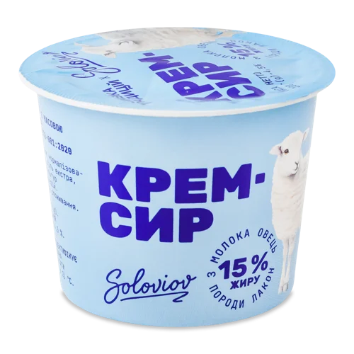 Крем-Сир Вищого Ґатунку Овечий Soloviov 15%, 100г
